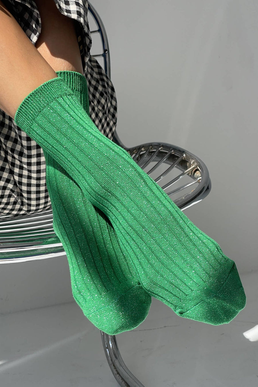 Her Socks Modal Lurex - Emerald Glitter