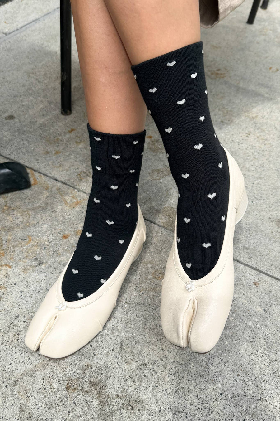 Sneaker Socks - Heart Black / Cream