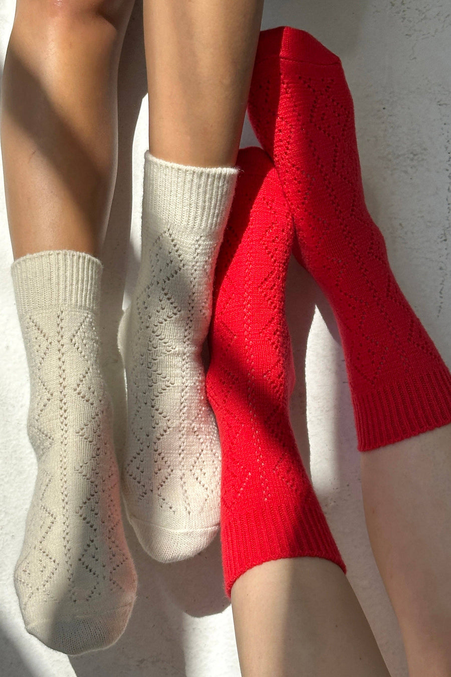 Cashmere Pointelle Socks - Red