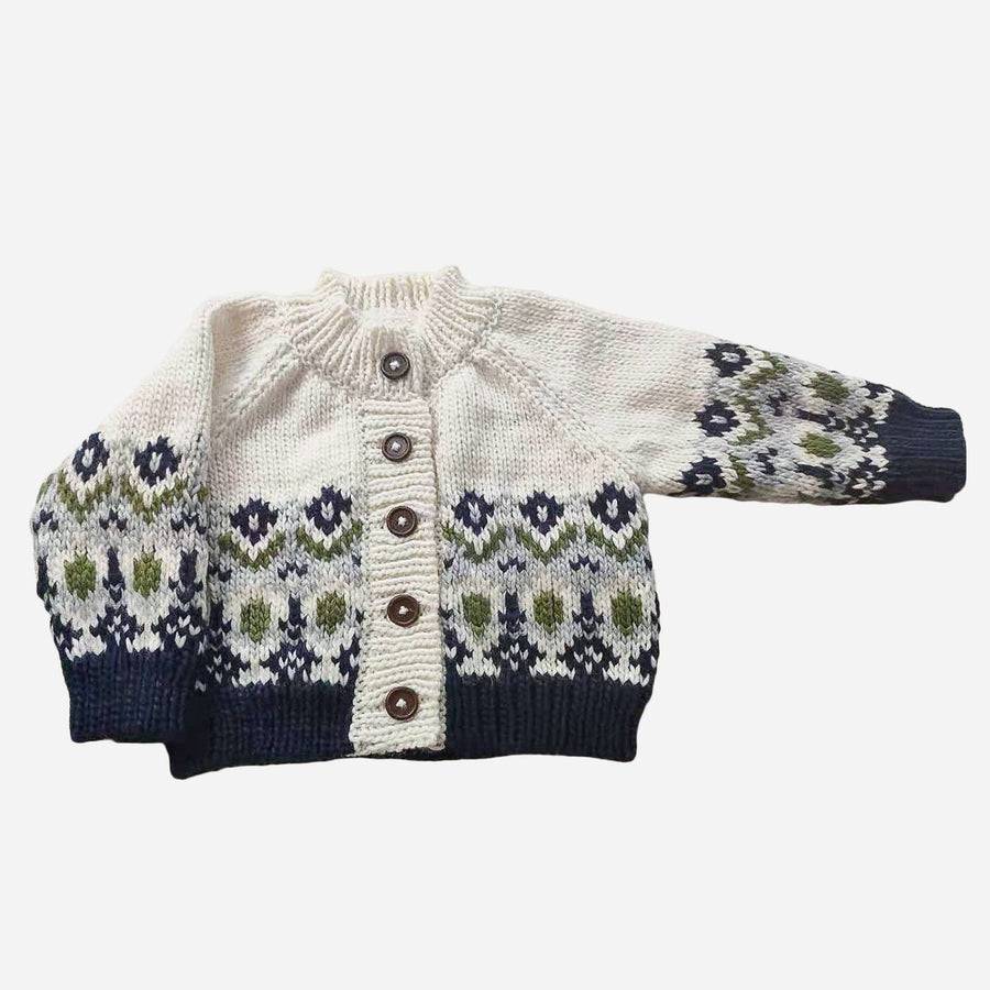 Fairisle Knit Cardigan - Navy