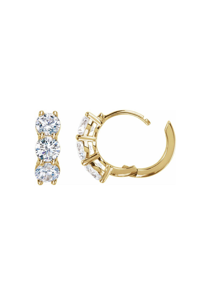 Chunky 3 Stone Hoops - Lab Diamonds & 14k Yellow Gold – Pavilion