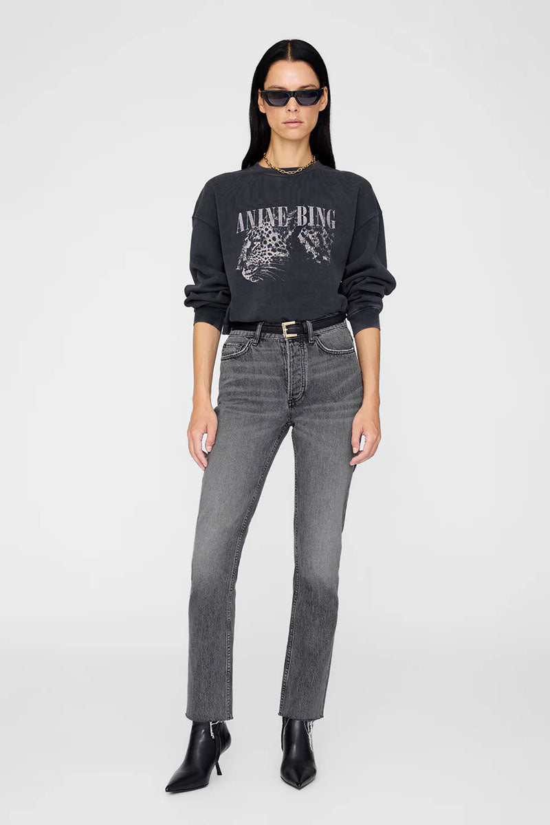 Spencer Sweatshirt Leopard - Washed Black