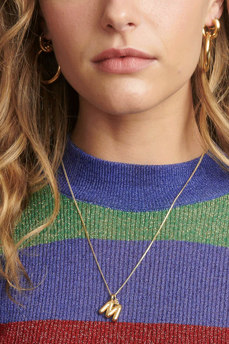 Helium Initial Pendant - 14k Yellow Gold