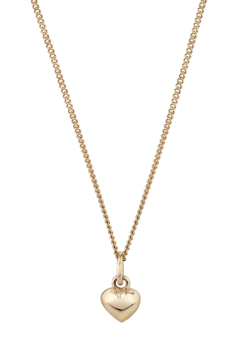 Petite Puffed Heart Charm - 14k Yellow Gold