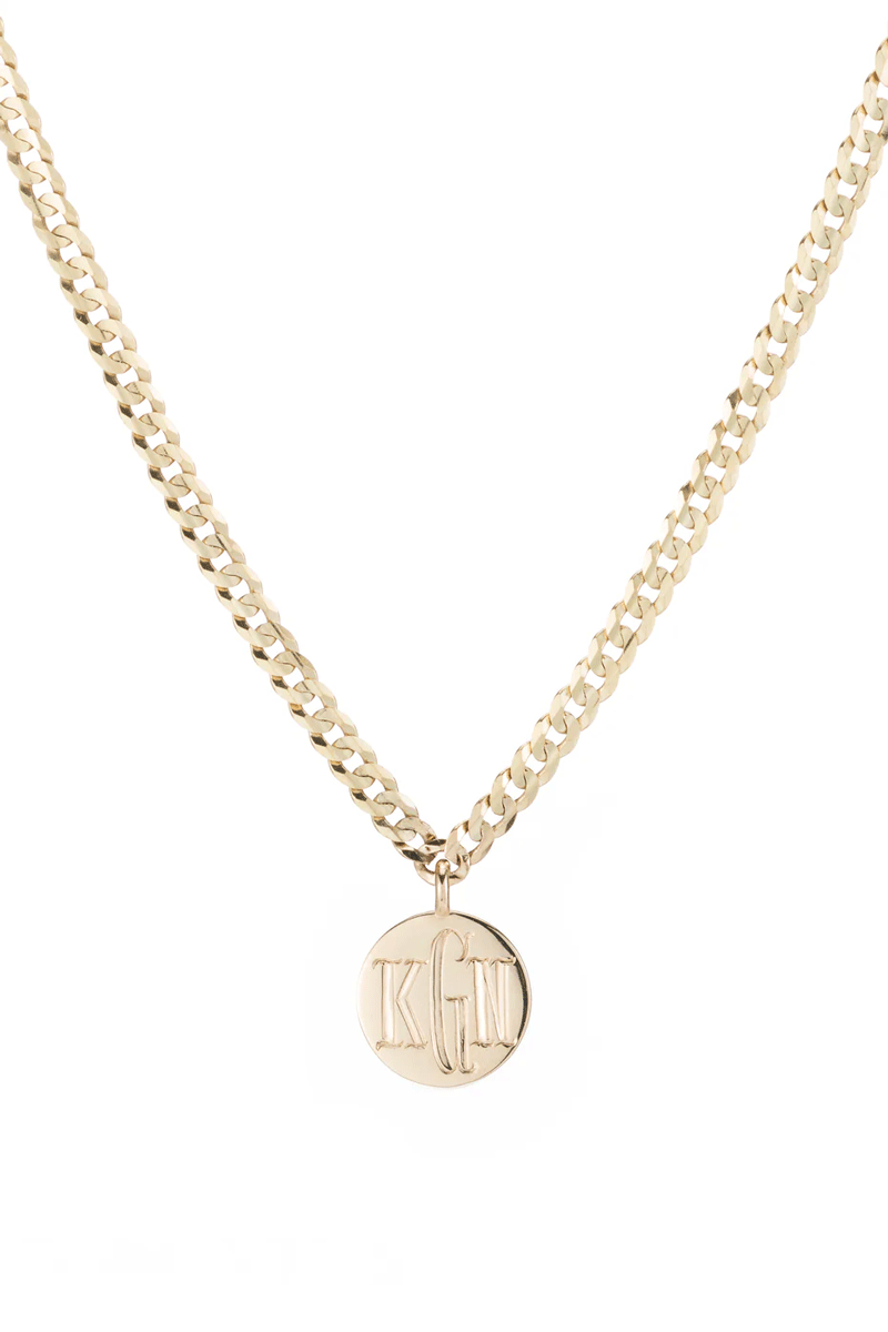 One Medallion Signet Necklace - Yellow Gold