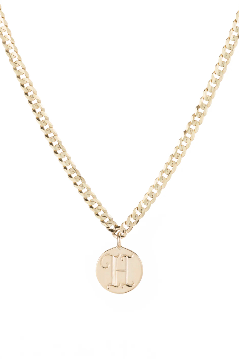 One Medallion Signet Necklace - Yellow Gold