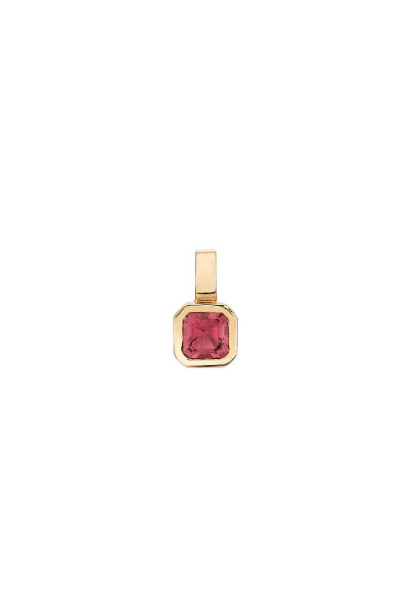 Petite Dahlia Asscher Charm - Pink Tourmaline 14k Yellow Gold