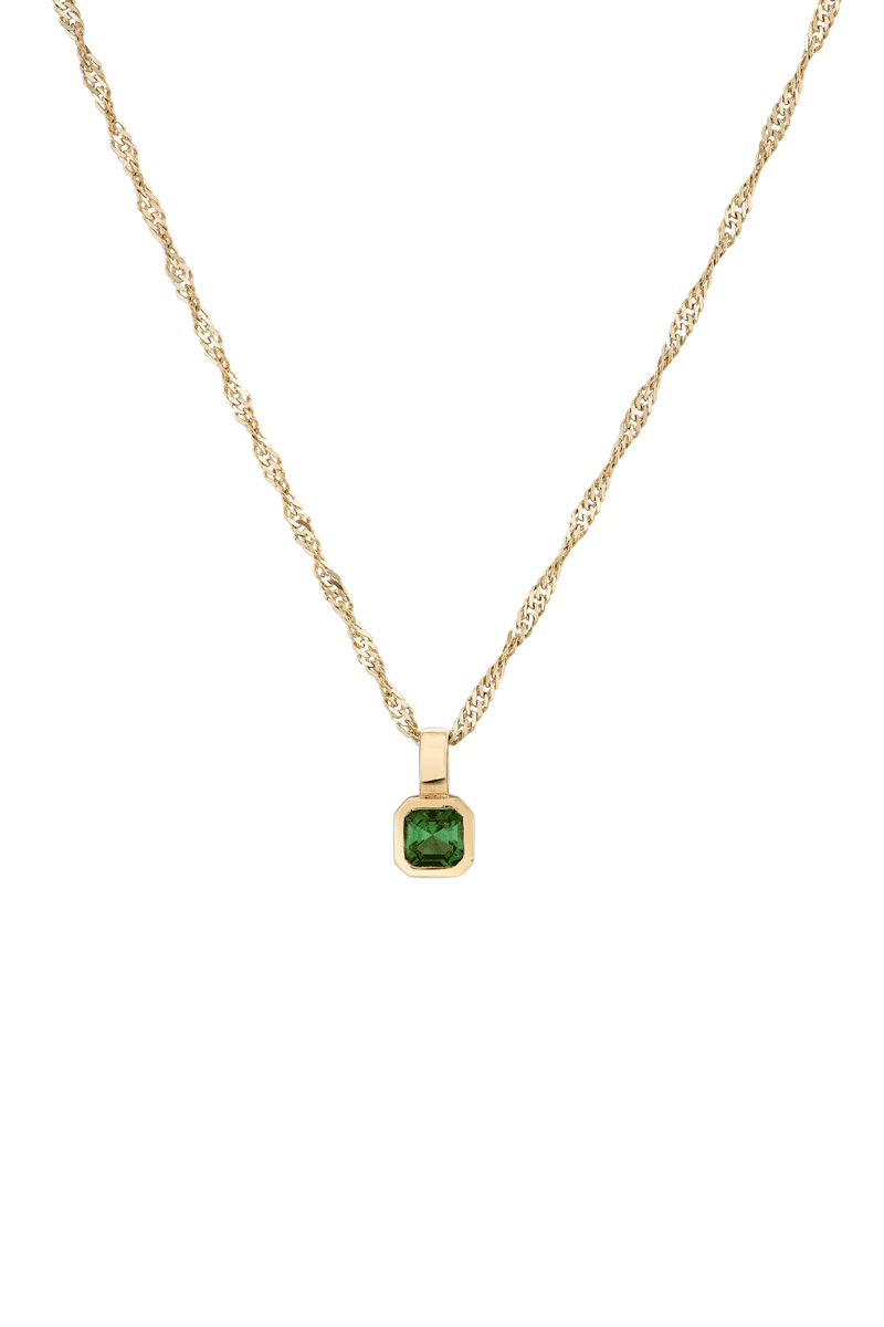 Petite Fern Asscher Charm - Green Tourmaline
