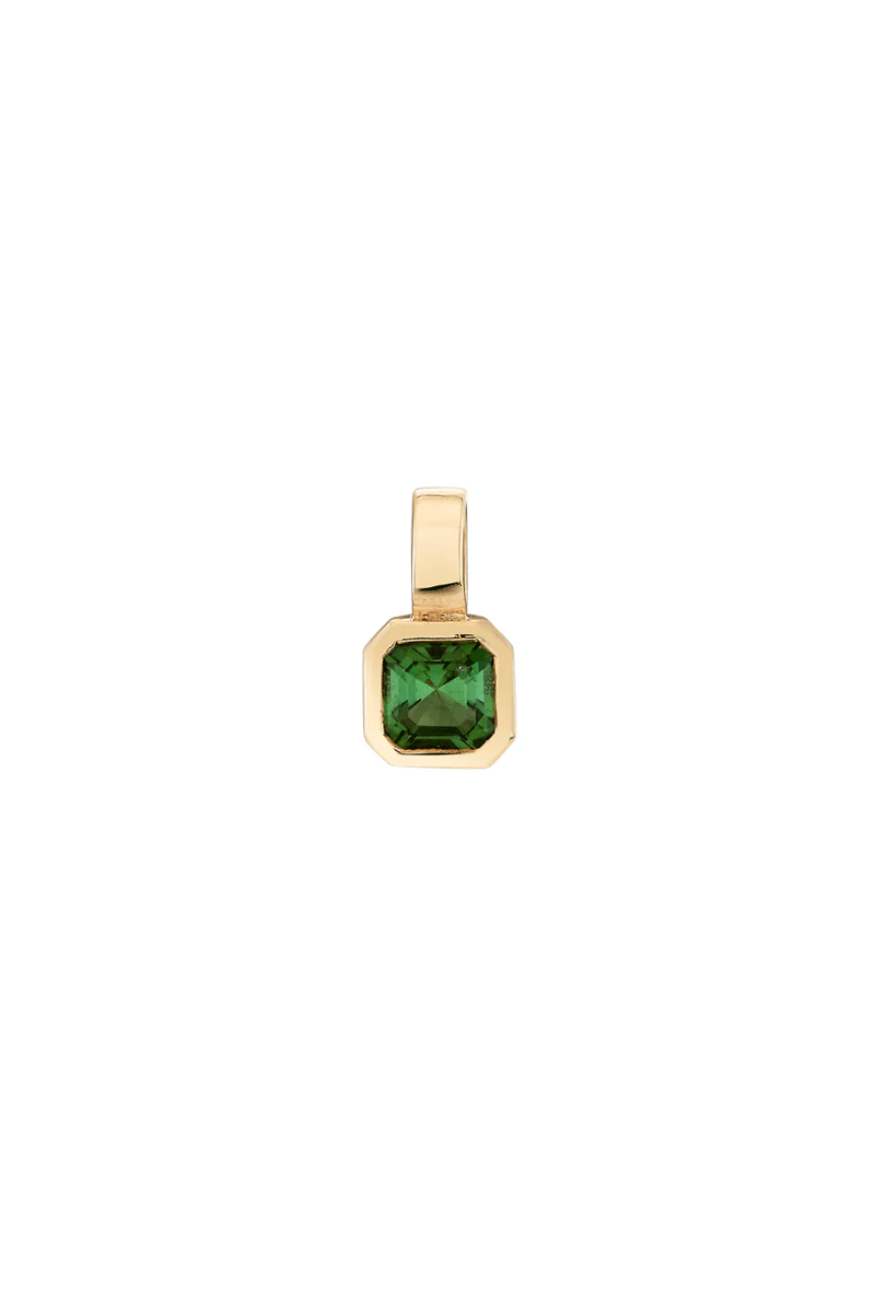 Petite Fern Asscher Charm - Green Tourmaline