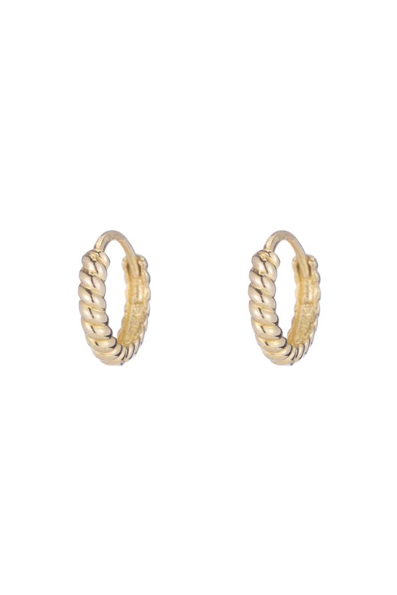 Twisted Petite Hoop - 14k Yellow Gold