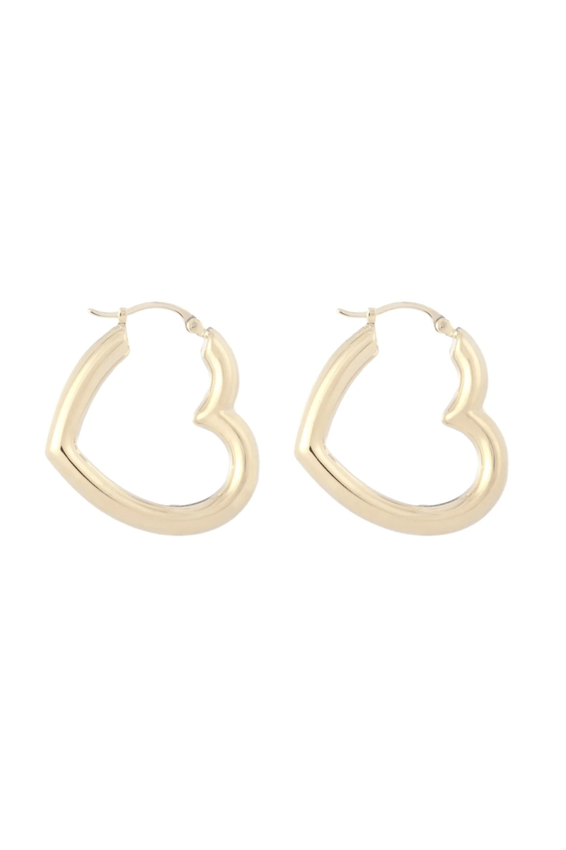 Heart Helium Hoops - 14k Yellow Gold