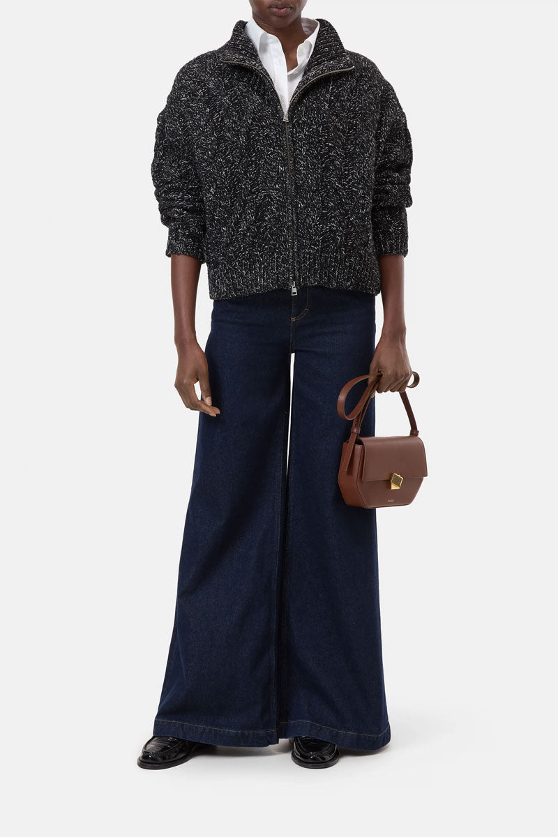 Troyer Zip Cardigan - Dark Grey Melange