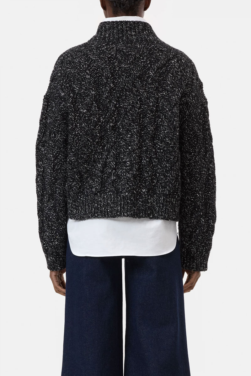 Troyer Zip Cardigan - Dark Grey Melange