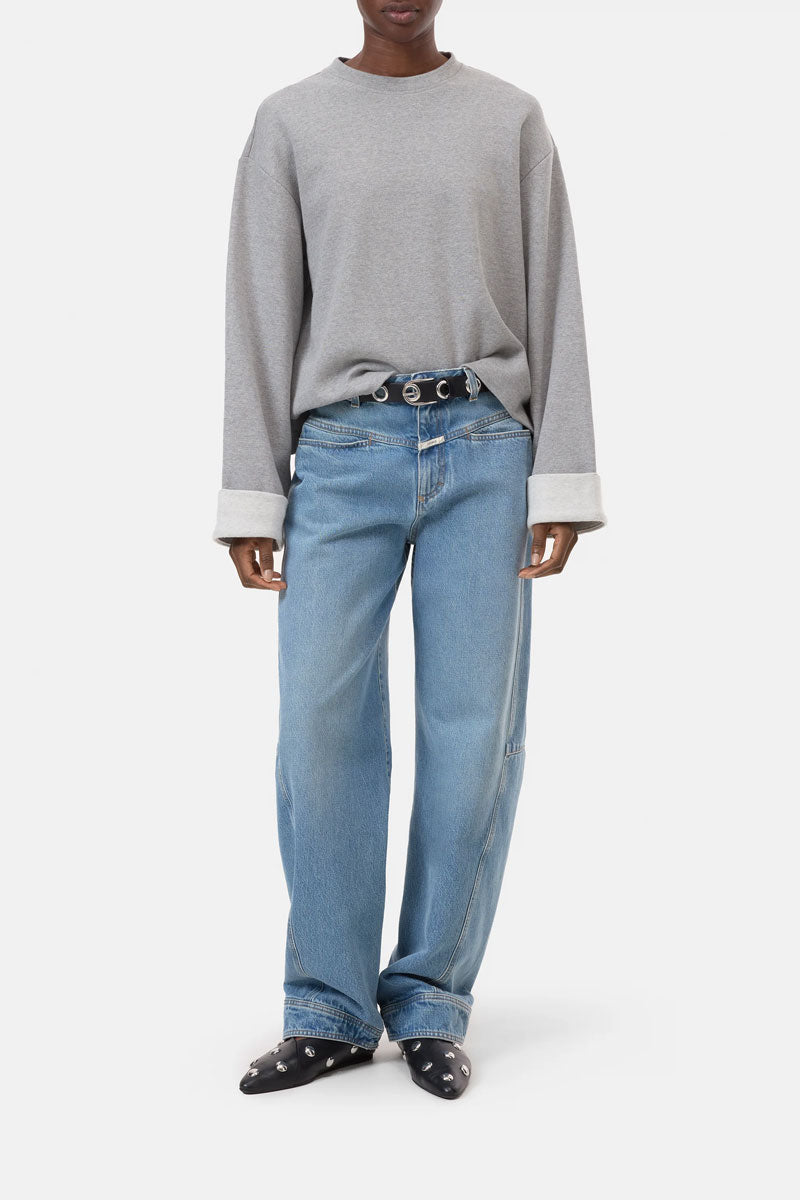 Turn Up Long Sleeve - Light Grey Melange