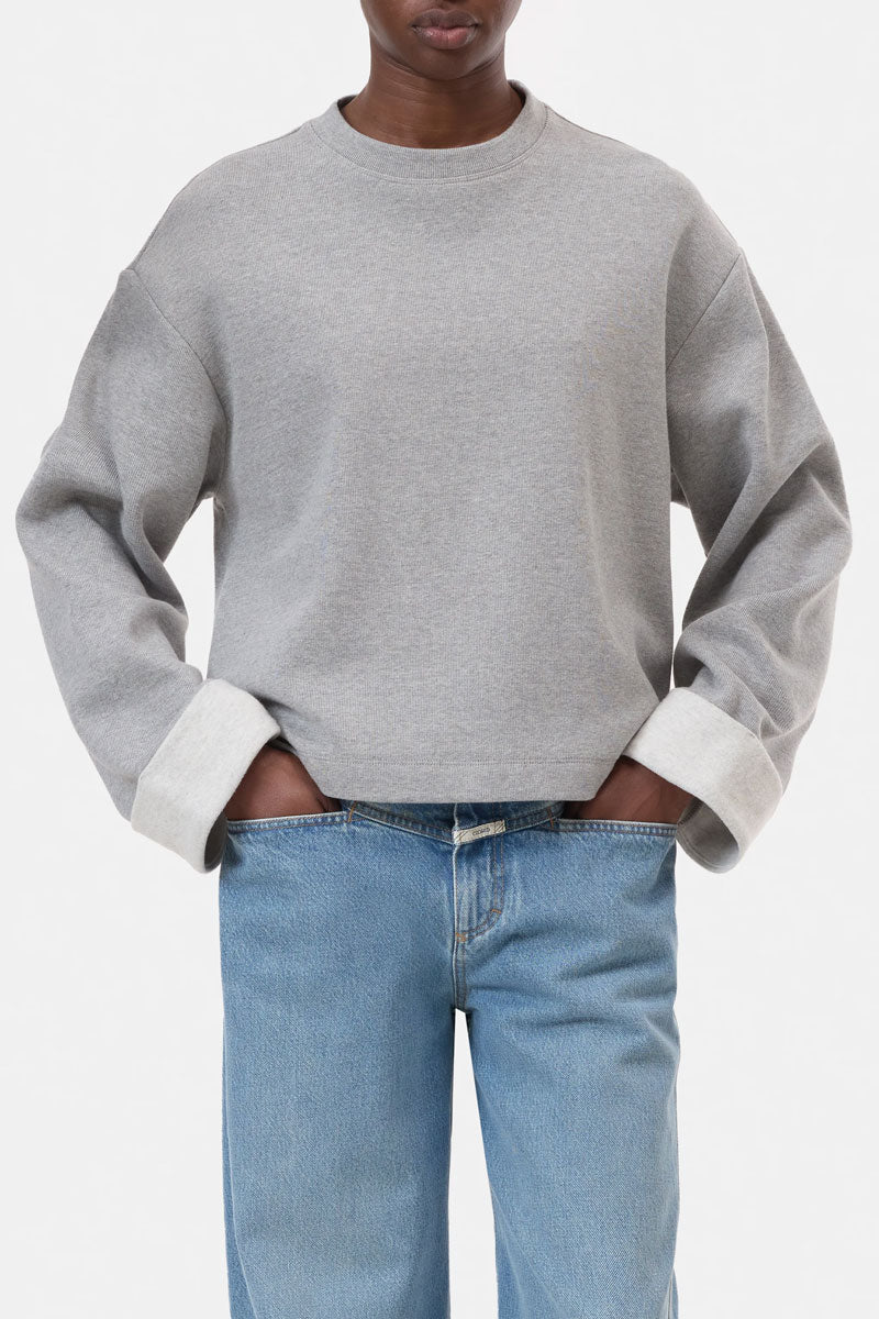 Turn Up Long Sleeve - Light Grey Melange