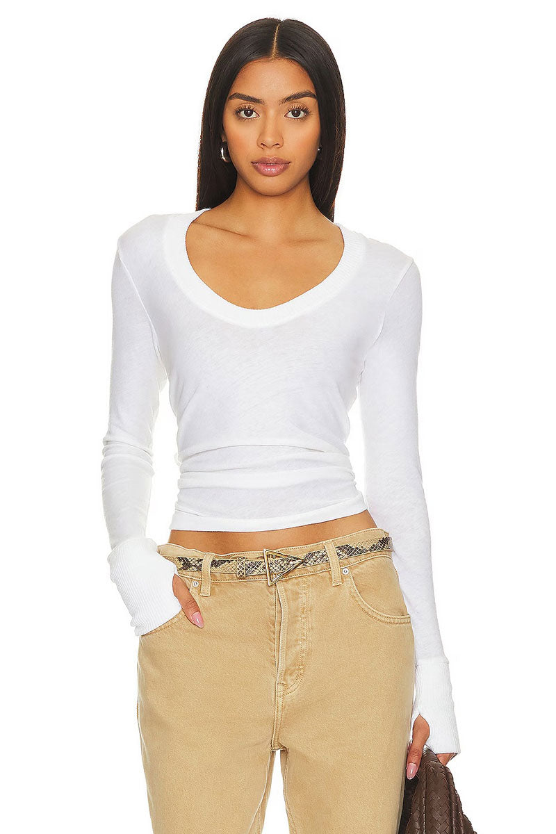 Cashmere Easy Cuffed U - White