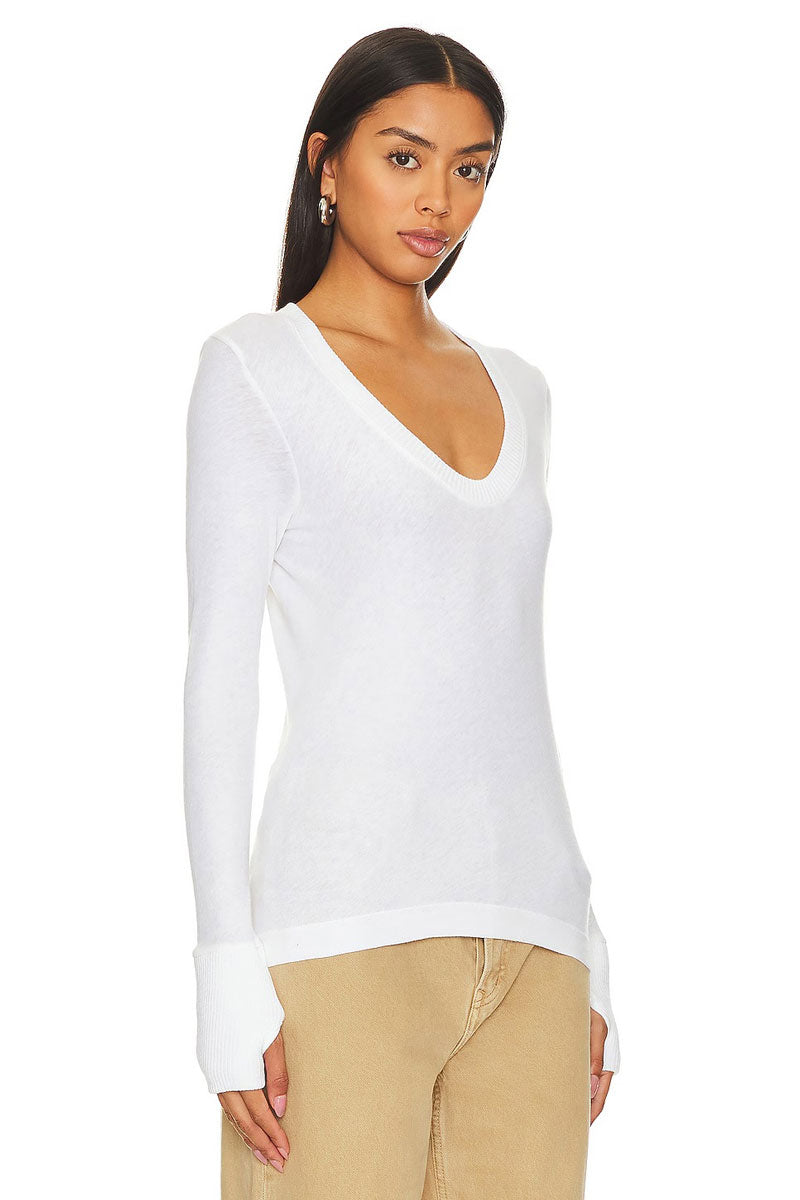 Cashmere Easy Cuffed U - White
