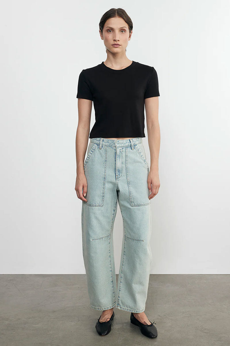 Supima Cotton Essential Perfect Cropped S/S - Black