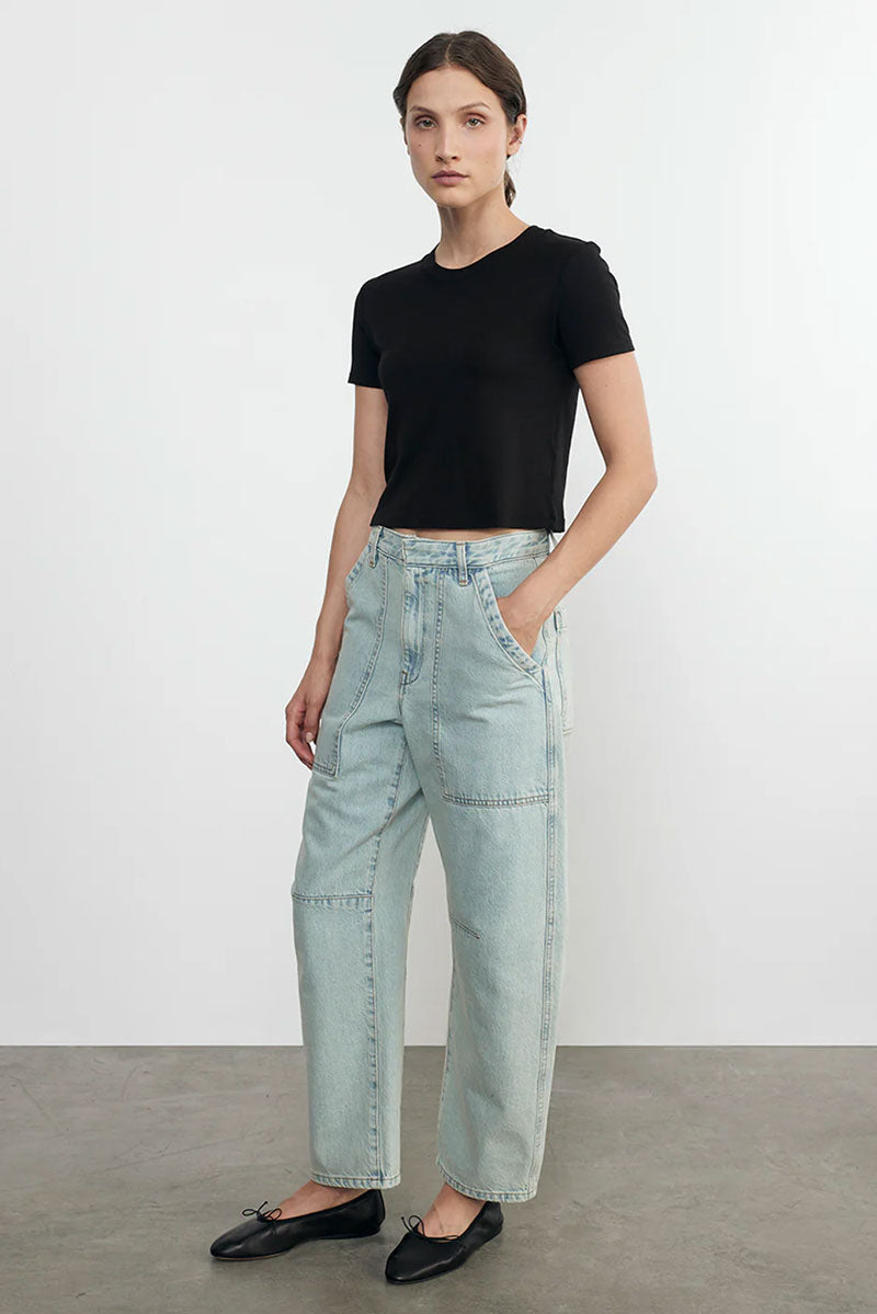Supima Cotton Essential Perfect Cropped S/S - Black