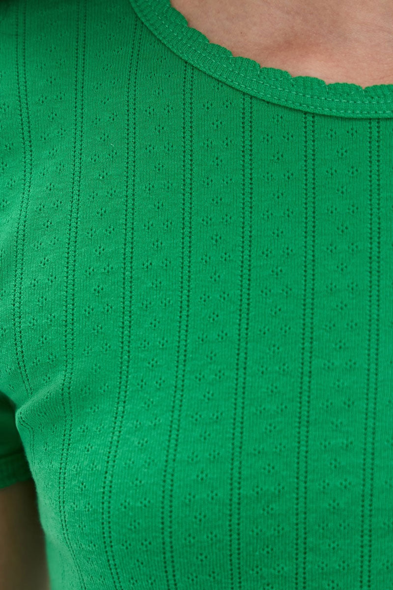 Pointelle Slim Fit Tee - Vert