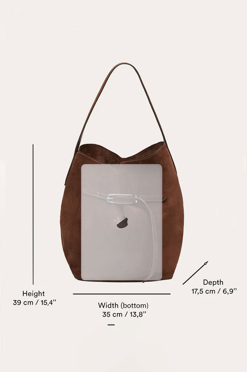 Large Belted Bucket Bag - Black Calf Leather