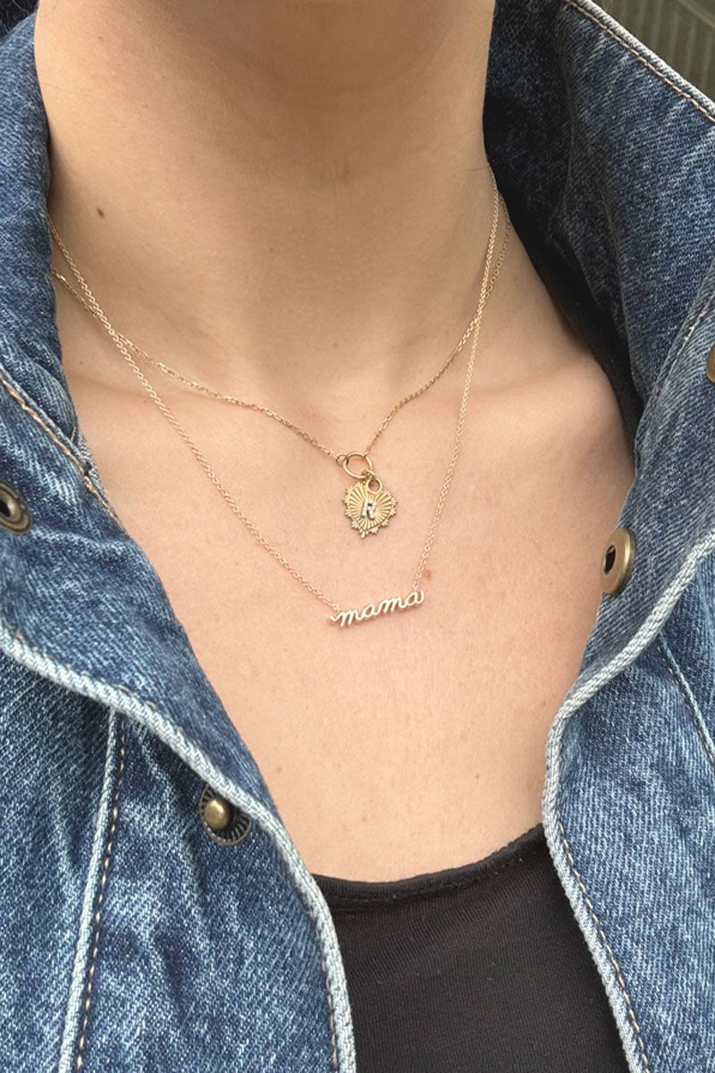 Mini Mama Script Necklace - 14k Yellow Gold