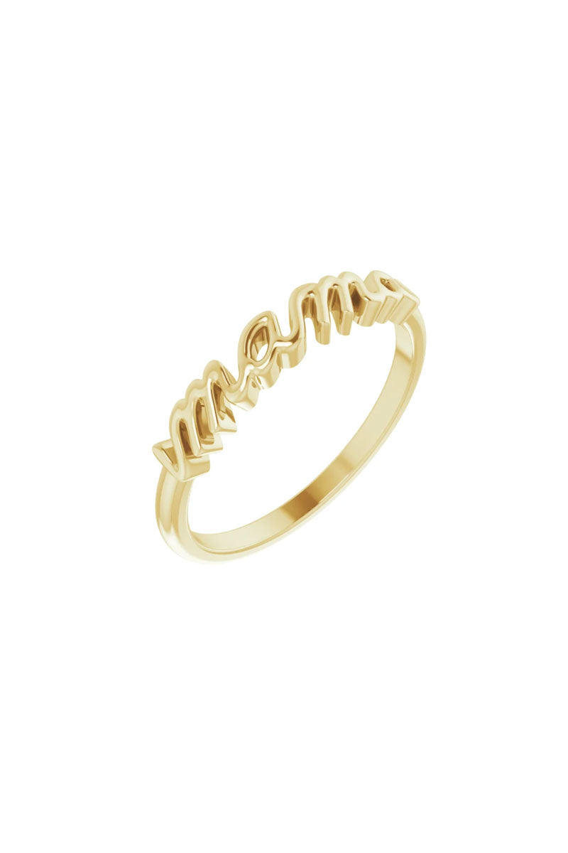 Mini Mama Script Ring - 14k Yellow Gold
