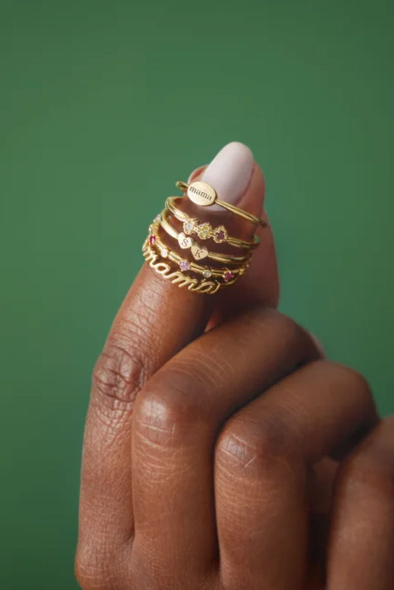 Mini Mama Script Ring - 14k Yellow Gold