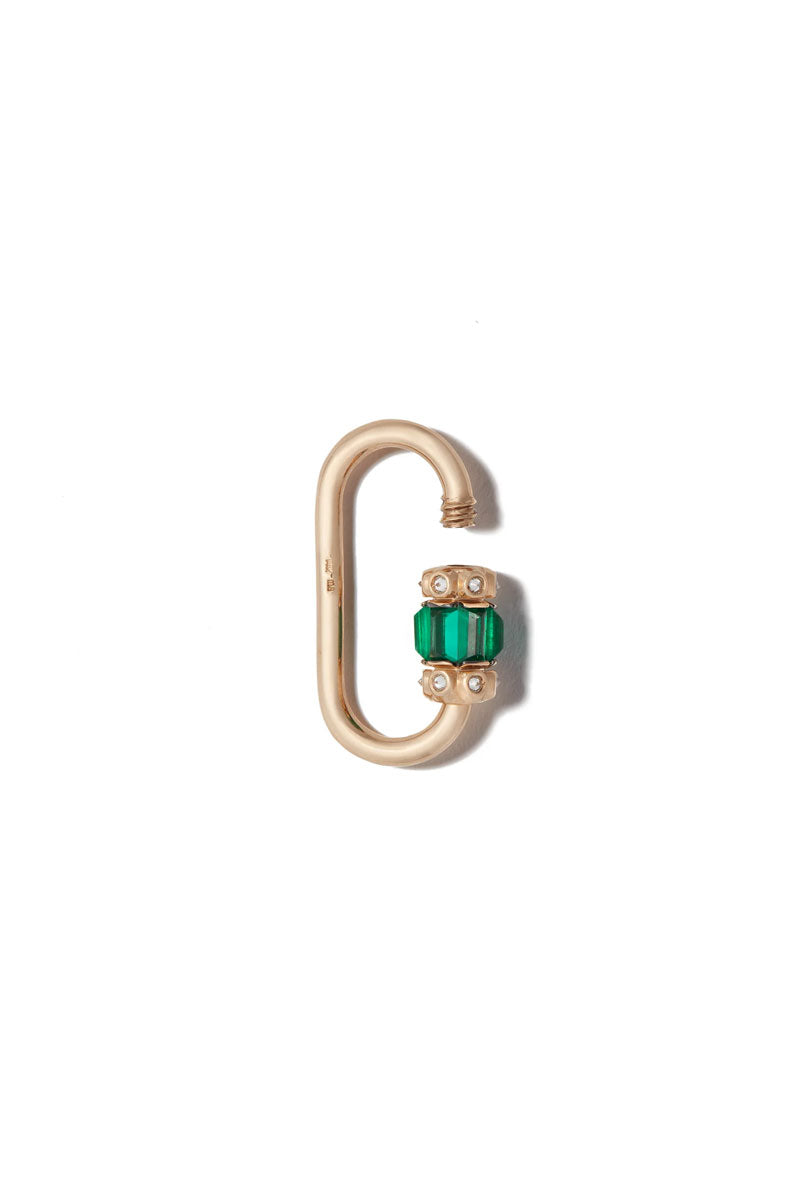 Hatshepsut Lock - Diamonds & Emeralds 14k Yellow Gold