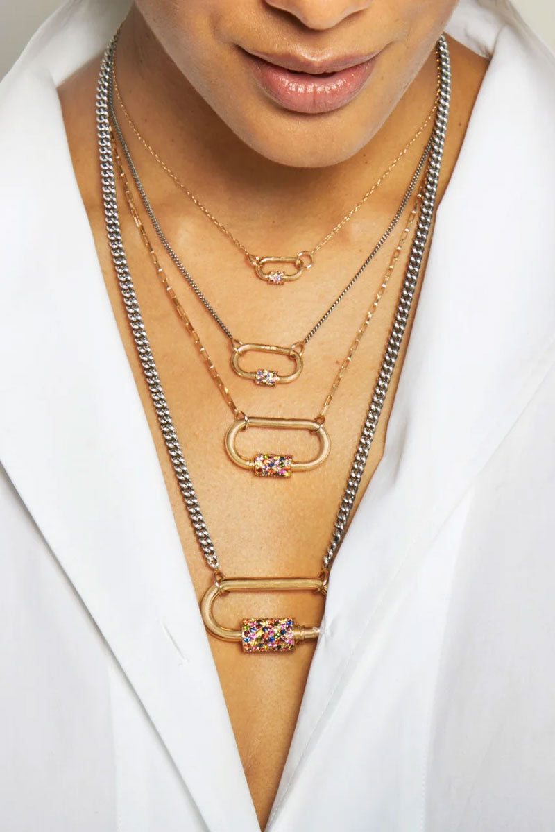 Silver Chain Loop Heavy Curb Chain - Sterling Silver Chain w/ Yellow Gold Loops – Pavilion