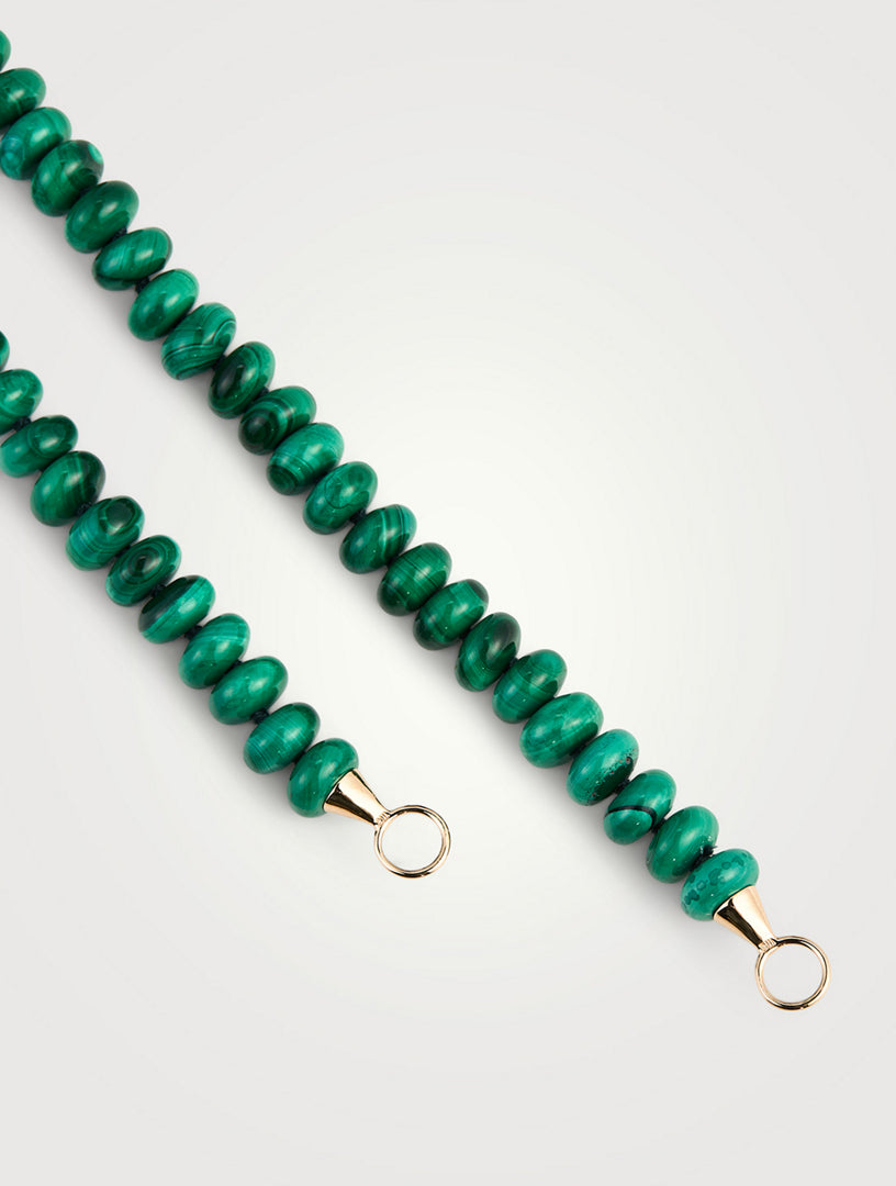 Malachite Rondel Strand - Yellow Gold Loops