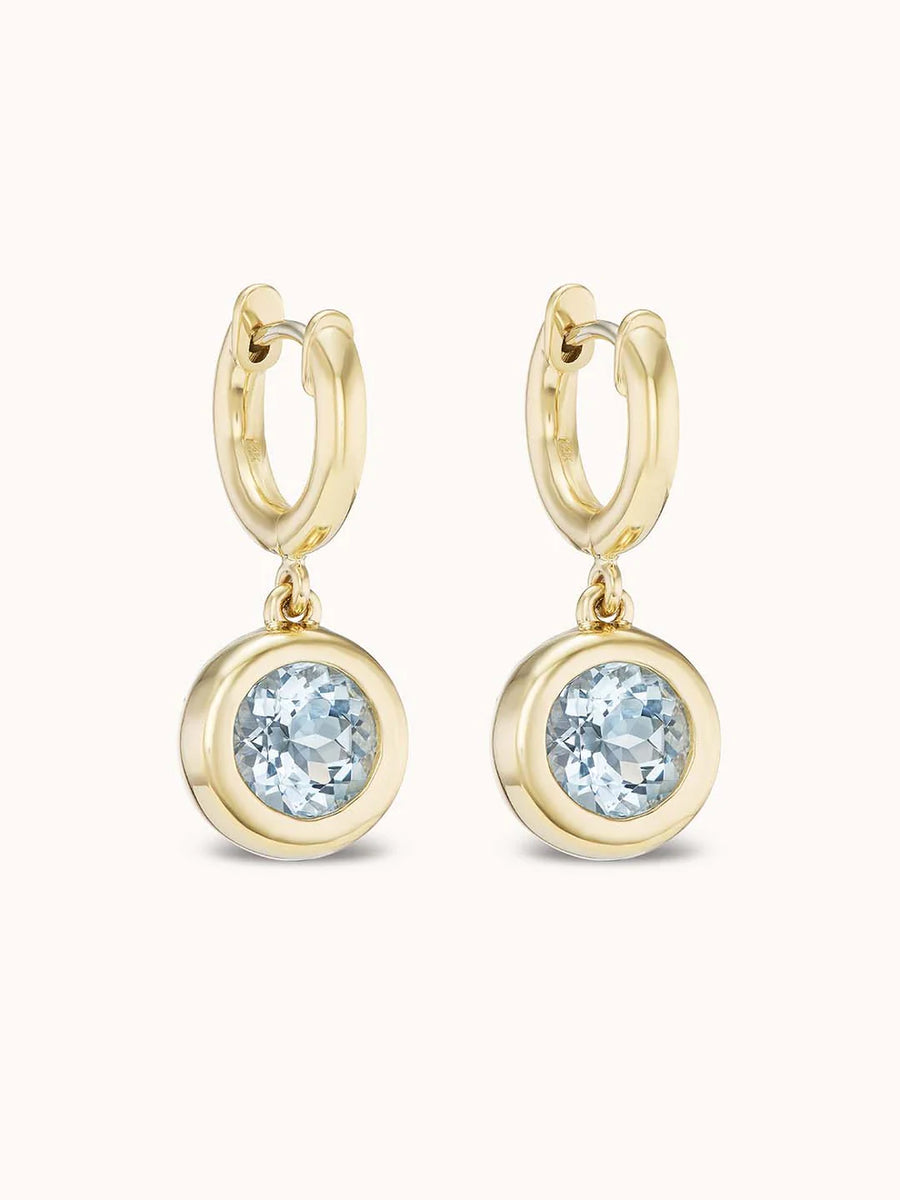 Large Gemma Dangles Aquamarine - Yellow Gold