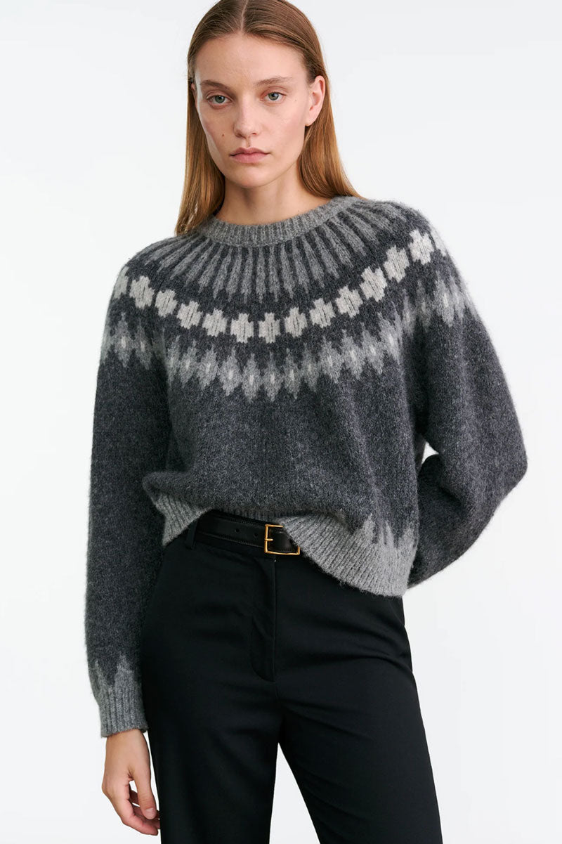Alena Sweater - Dark Grey Fair Isle
