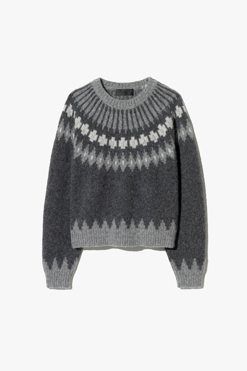 Alena Sweater - Dark Grey Fair Isle