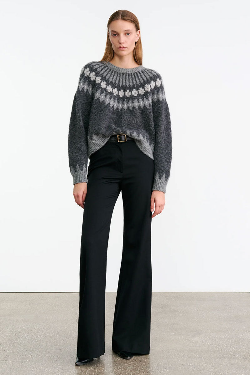 Alena Sweater - Dark Grey Fair Isle