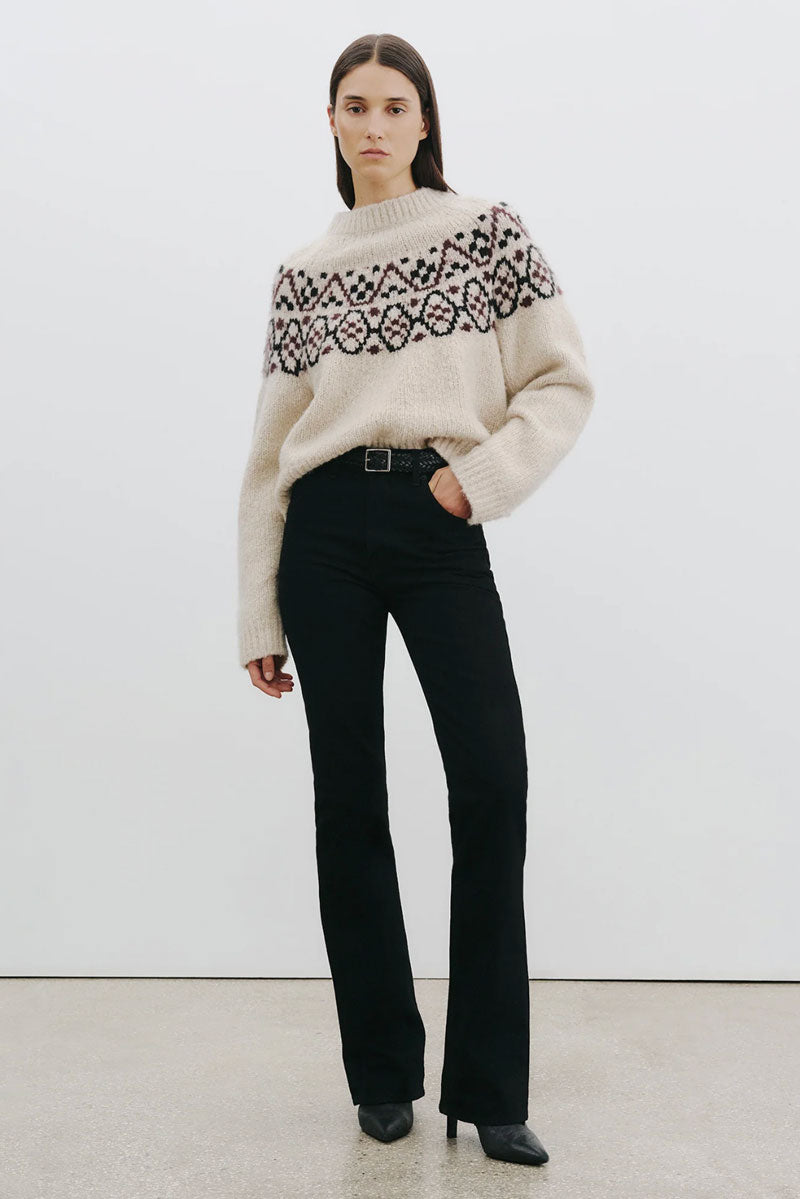 Chrissy Sweater - Beige Melange Fair Isle