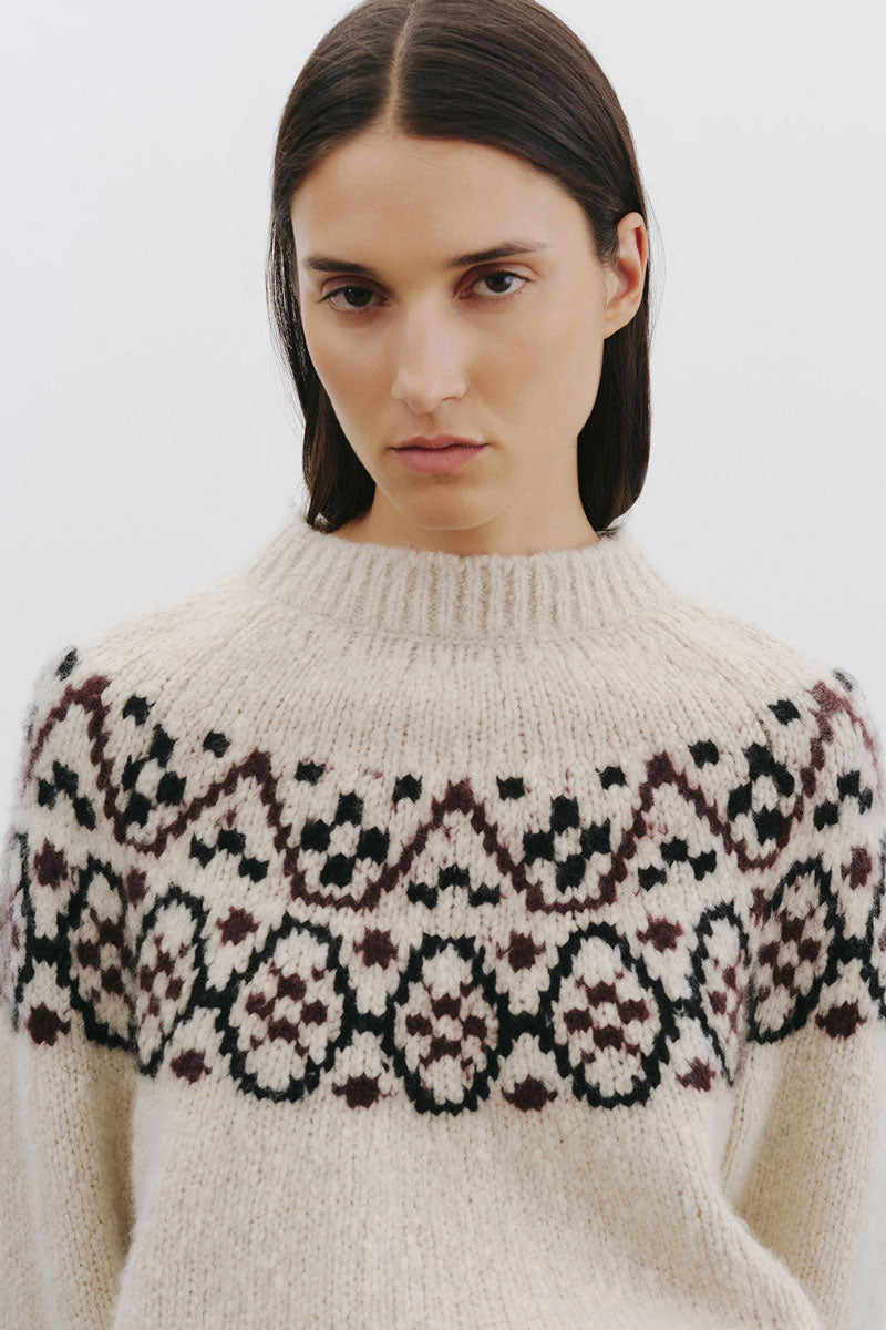 Chrissy Sweater - Beige Melange Fair Isle
