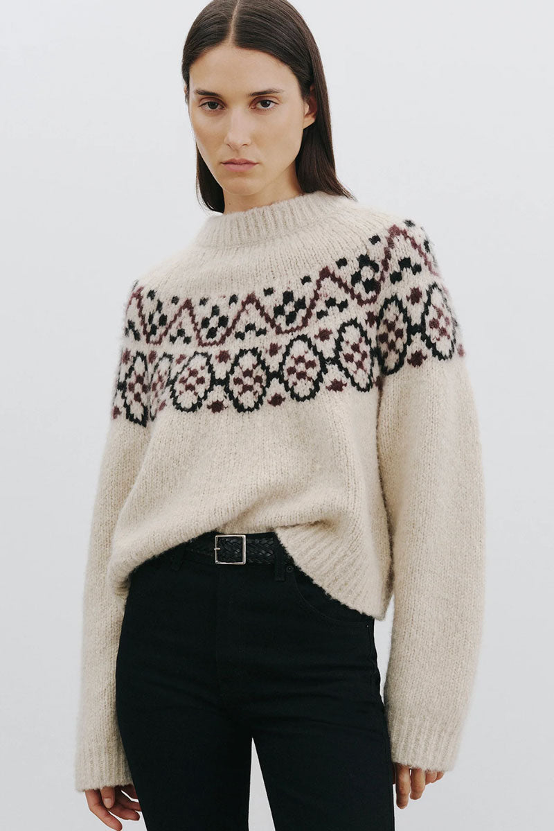 Chrissy Sweater - Beige Melange Fair Isle