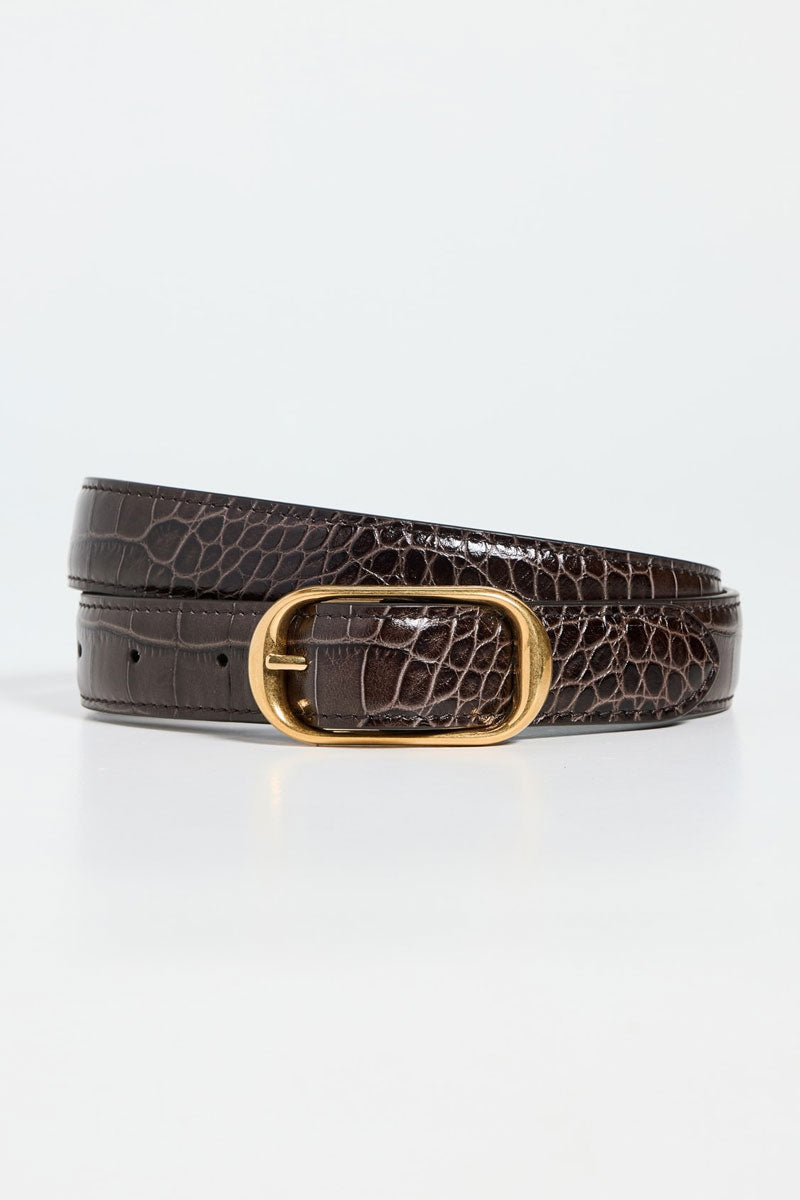 Reine Belt - Croc Embossed Espresso