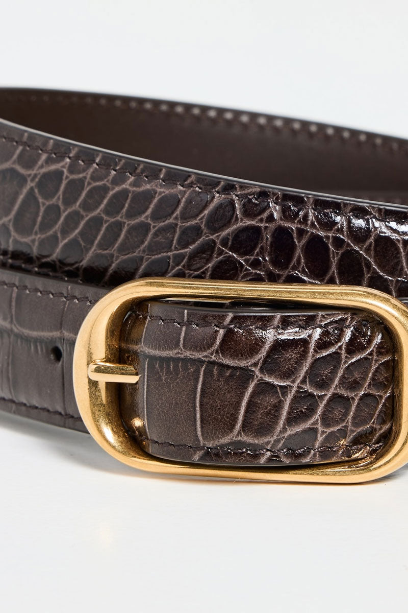 Reine Belt - Croc Embossed Espresso