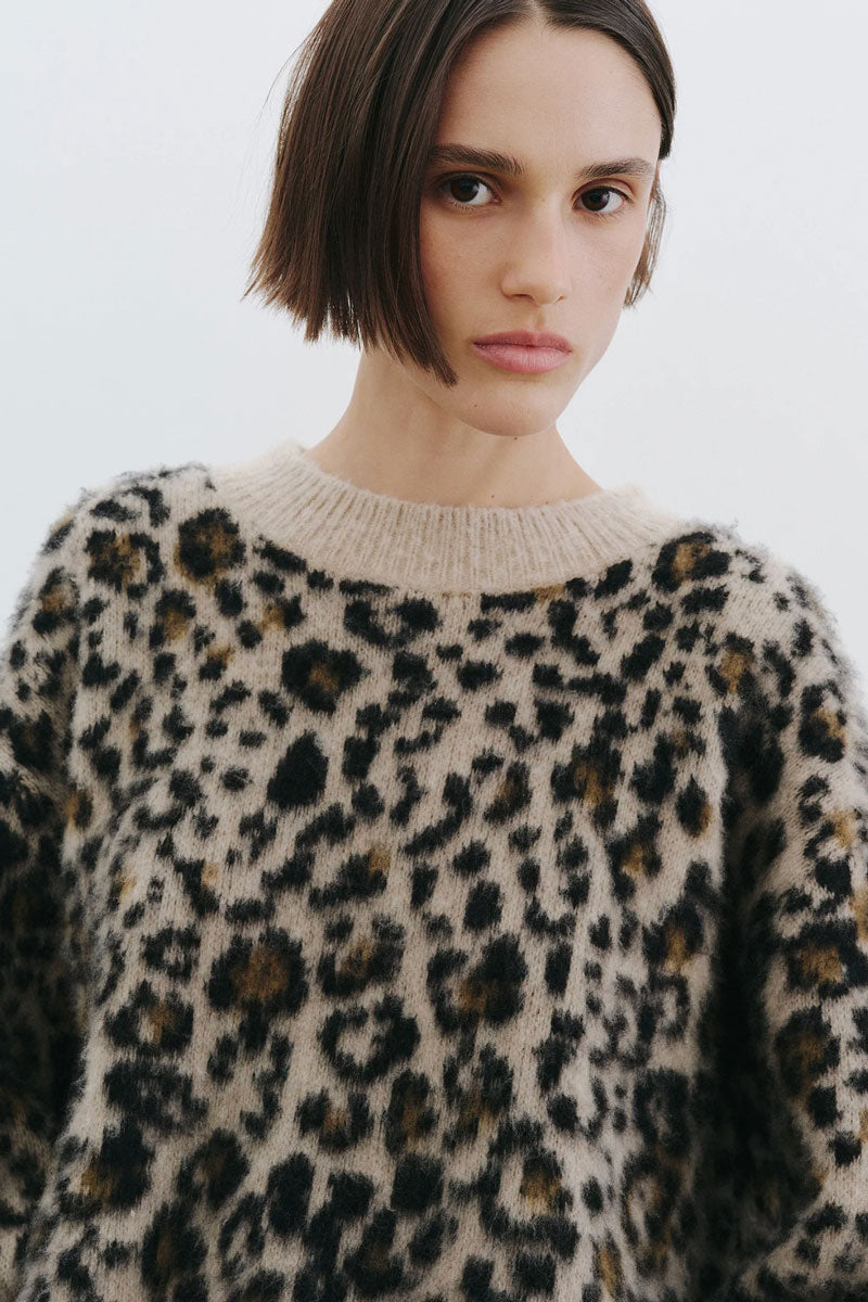 Zamira Sweater - Camel Leopard