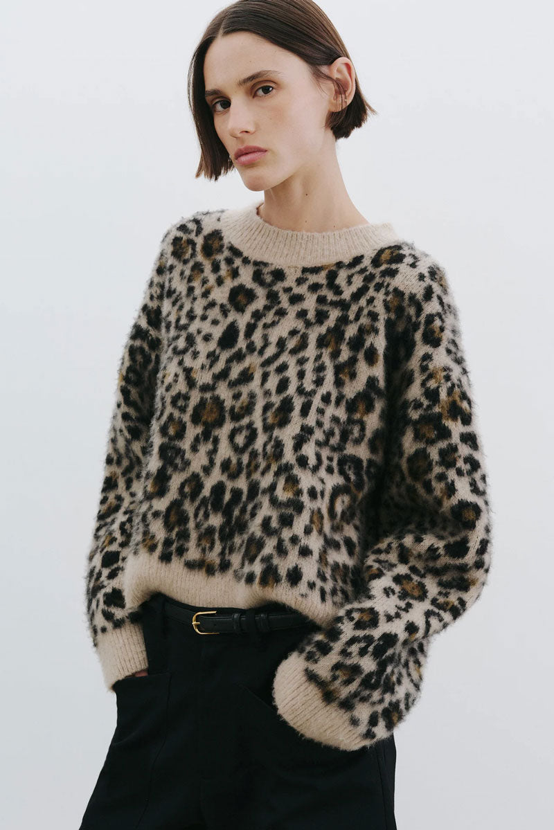 Zamira Sweater - Camel Leopard