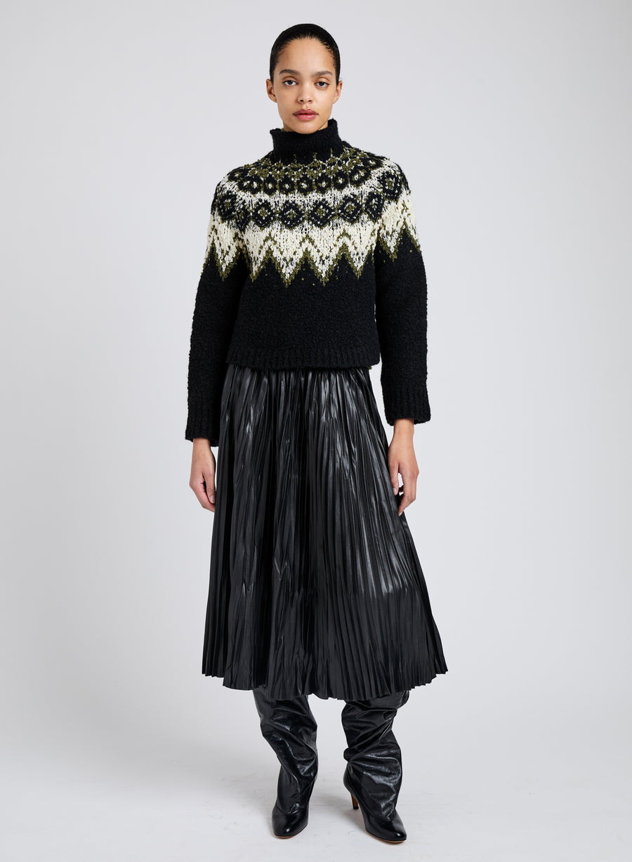 Lizzy Sweater in Textured Fairisle - Black Multi