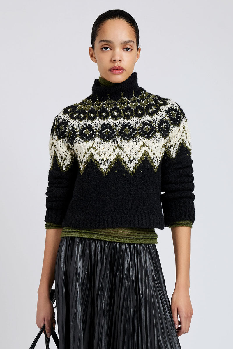 Lizzy Sweater in Textured Fairisle - Black Multi