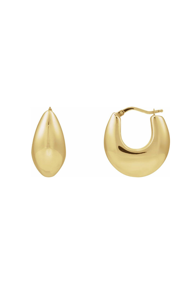 Puffy Teardrop 25.1mm Hoop Earrings - 14k Yellow Gold