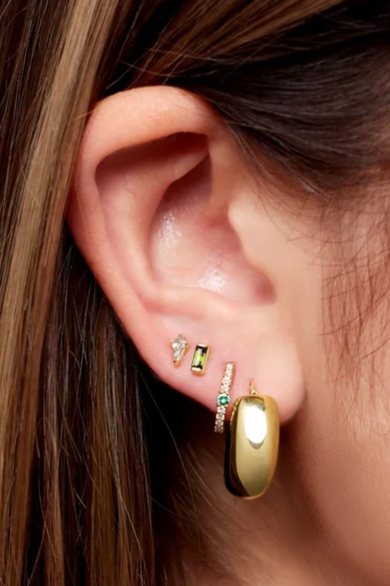 Small Puffy Hoop Earrings - 14k Yellow Gold