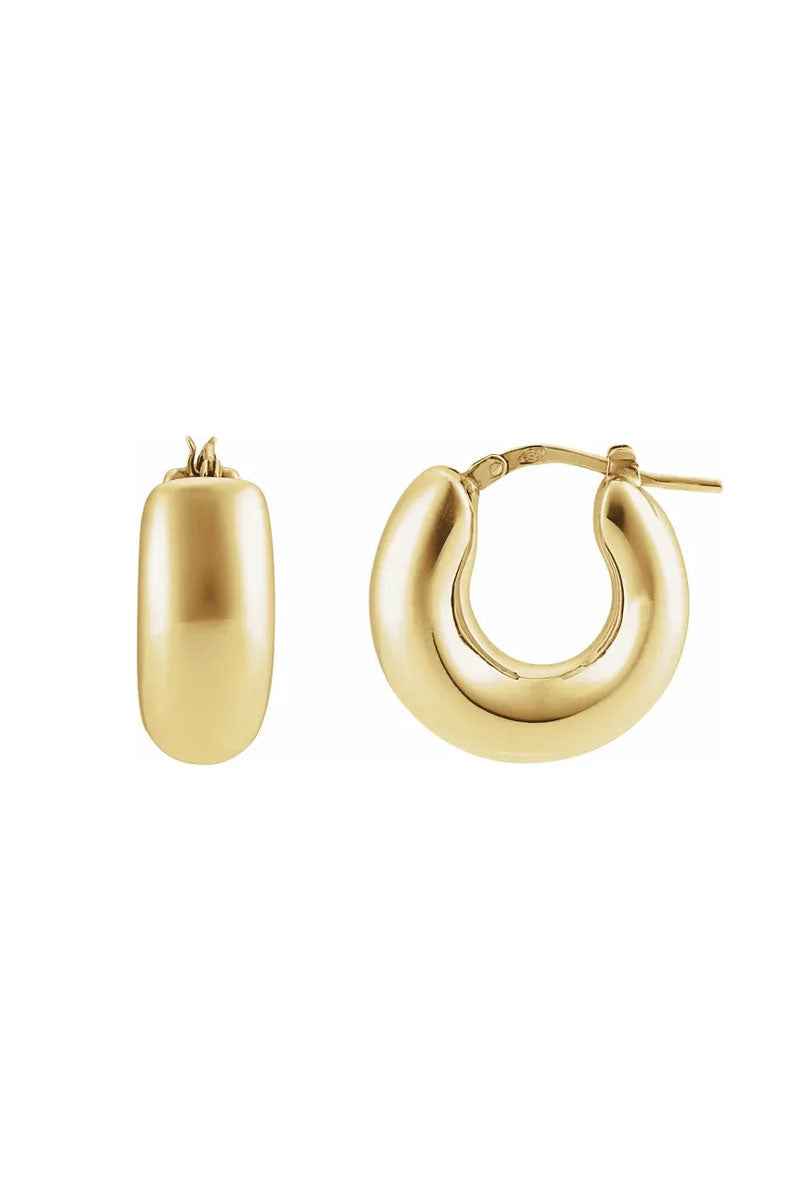 Small Puffy Hoop Earrings - 14k Yellow Gold