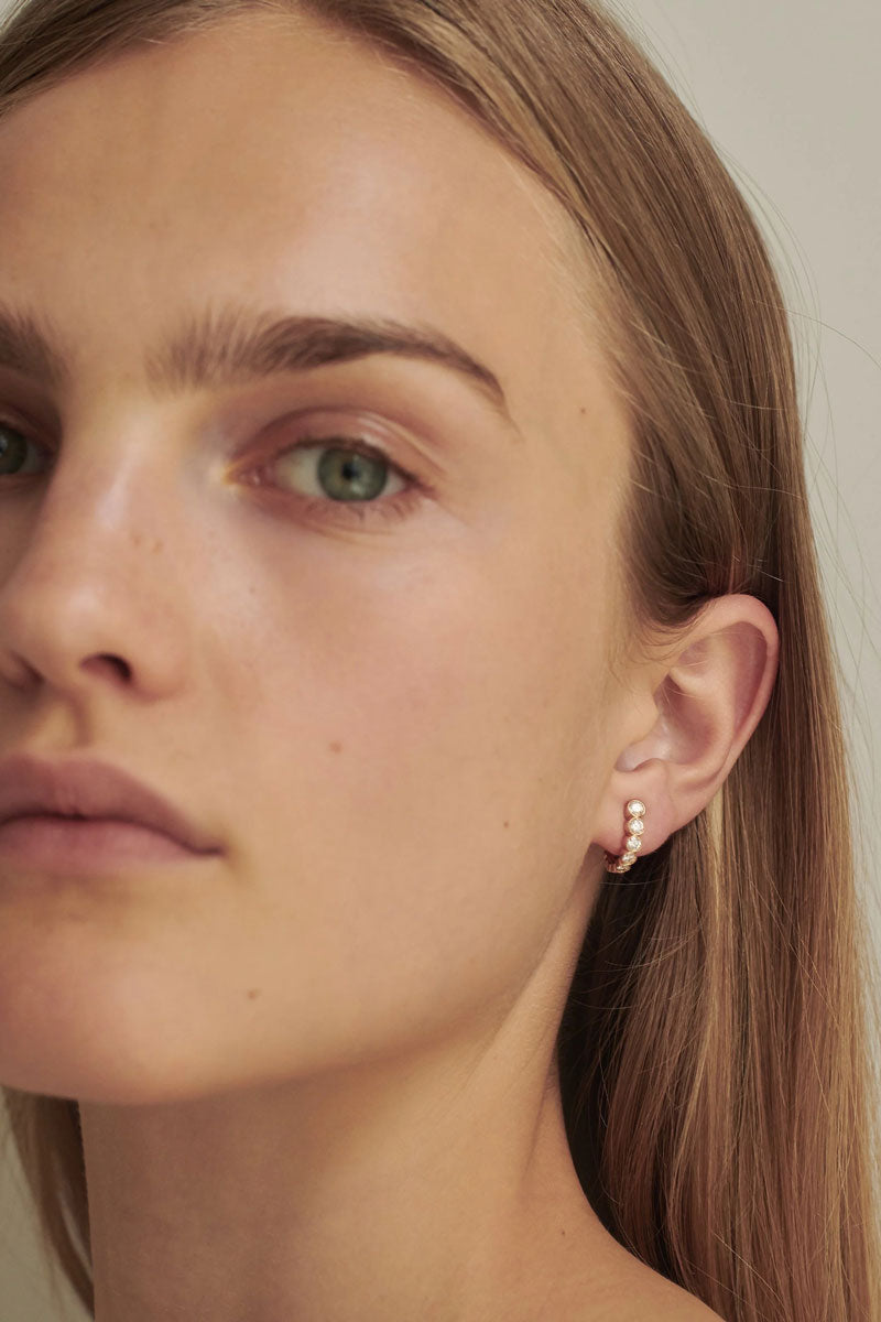 Petite Boucle Ensemble Earring - Diamond 18k Yellow Gold