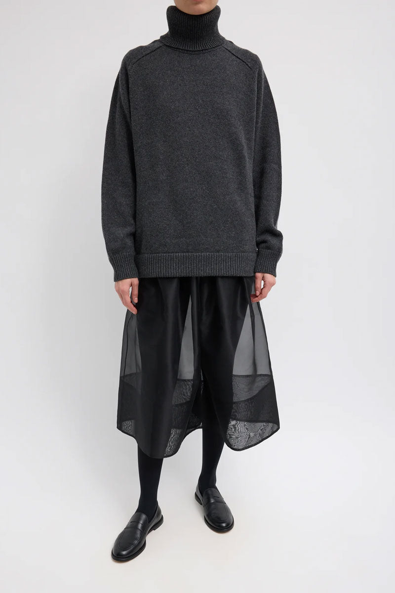 Cashmere Sweater Turtleneck Oversized Pullover - Heather Grey