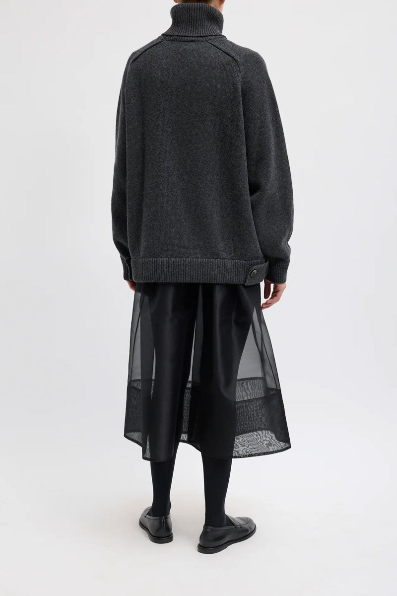 Cashmere Sweater Turtleneck Oversized Pullover - Heather Grey